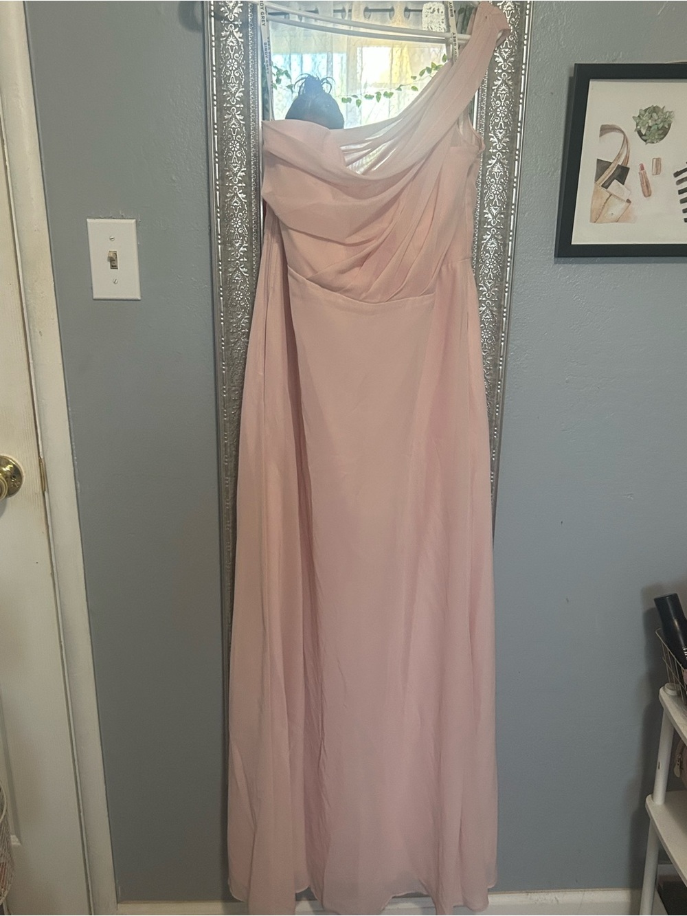 Birdy Grey One-Shoulder Blush Pink Gown - Picture 4 of 4